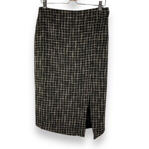 Meg & Margot Skirt Women’s Tweed Black Cream White Grey Winter Midi Size M‎ NWT